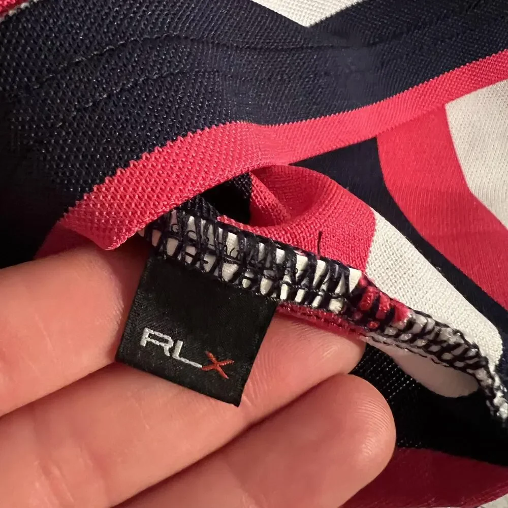 RLX Ralph Lauren Polo Shirt Mens XL Blue Red White Stripe Golf USA